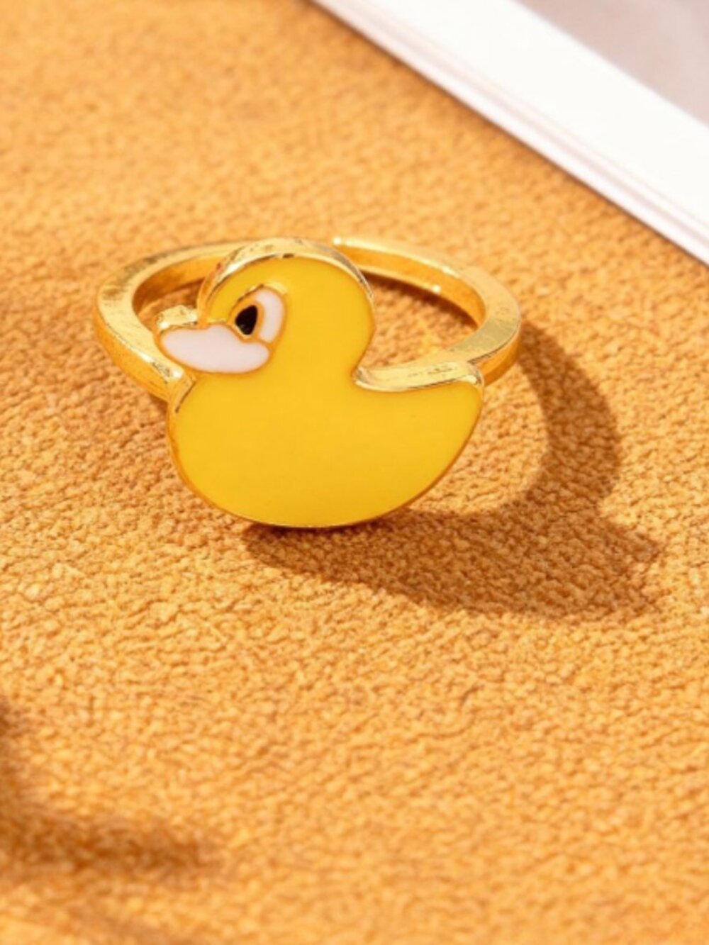 Free People Gold Tone Yellow Rubber Duck Enamel Ring Indie Sleaze Kawaii